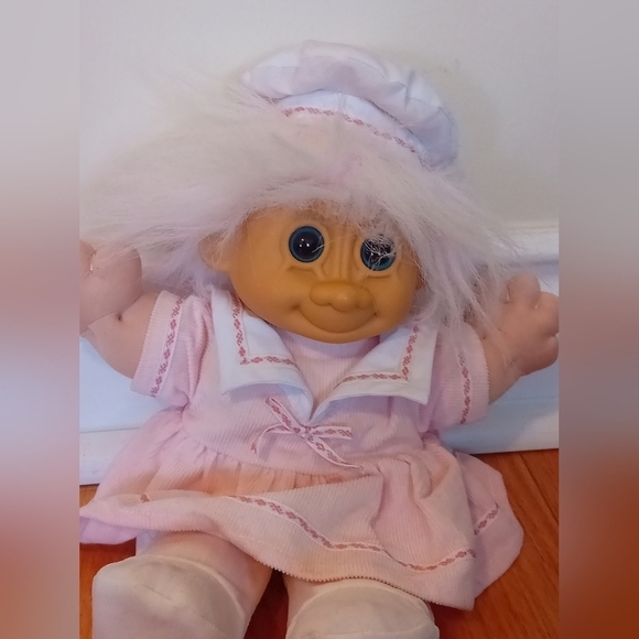 Vintage Russ Troll Girl Kids Doll Soft Body Belly‎ Button Pink Sailor Outfit 12" - Picture 4 of 8